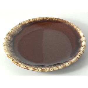 Vintage Hull USA Brown Drip Ridge Back Pottery 6.75” Dessert Bread Pie Plate